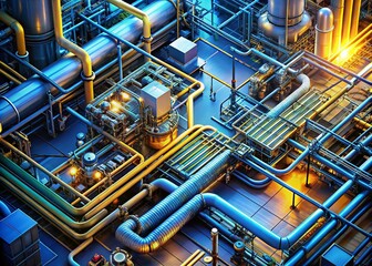 Isometric Drone Industry Schematic Illustration AI Art