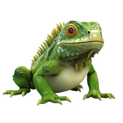 Obraz premium 3D Beautiful iguana cartoon style, isolated on a transparent background