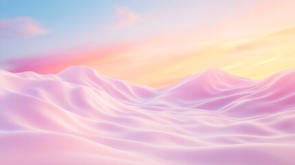 A mountain range with a pink sky in the background