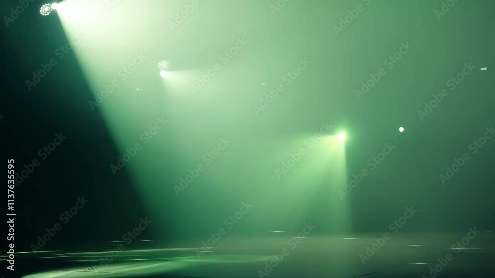Aufkleber Light beams create dramatic atmosphere in an empty performance space during a concert setting