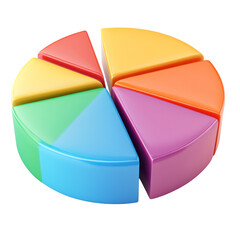 Obraz premium 3d rendering colorful pie chart icon isolated on transparent background