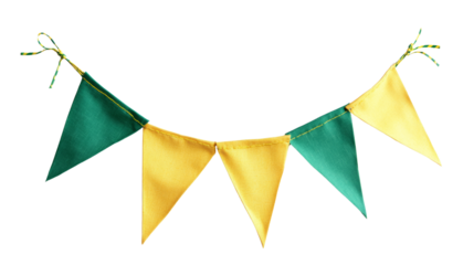 Green and Yellow Bunting Banner on transparent background