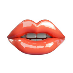 Obraz premium Shiny pink lips are glossy plump and sensual.