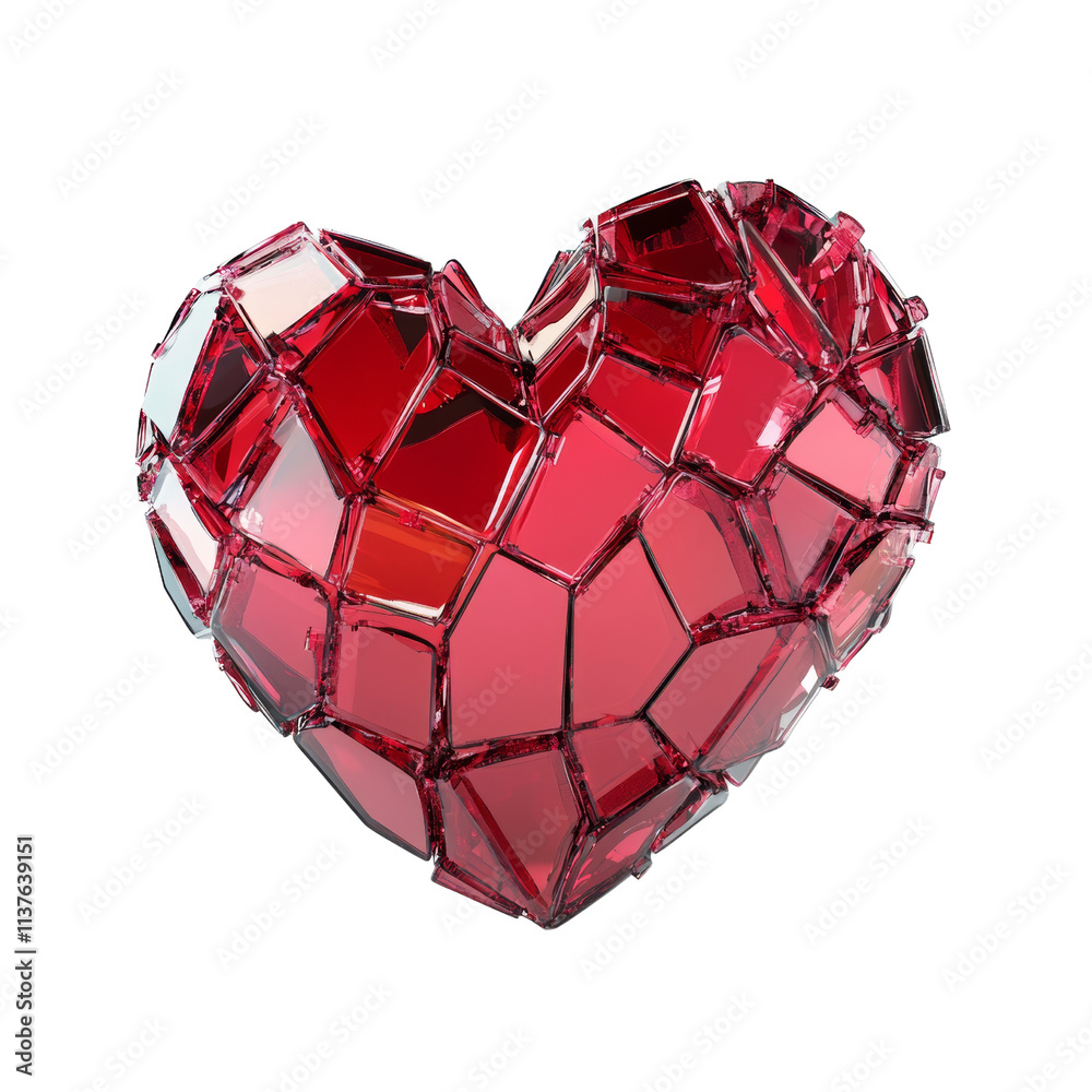Aufkleber 3d rendering red heart shaped icon isolated on transparent background