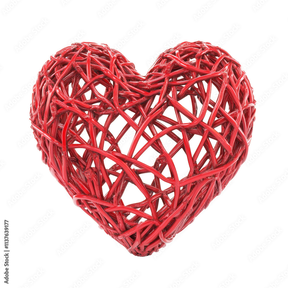 Aufkleber 3d rendering red heart shaped icon isolated on transparent background
