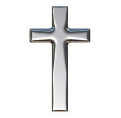 Silver cross on png transparent background.