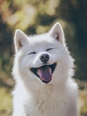 Obraz premium Happy Smiling gray wolf playful adorable wild animal 