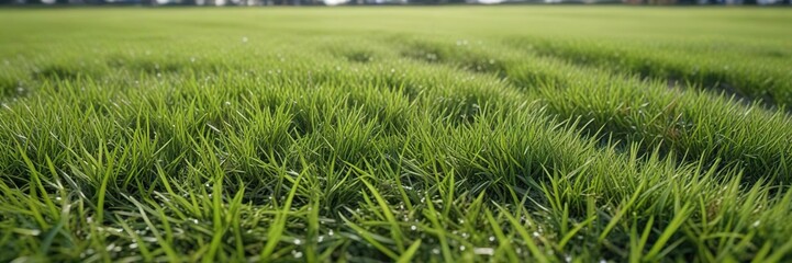 Fototapeta premium Close-up of perfectly mowed grass on golf field, maintenance, lush