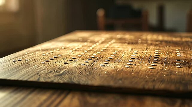Wooden Braille Chart in Soft Light for Education and Awareness