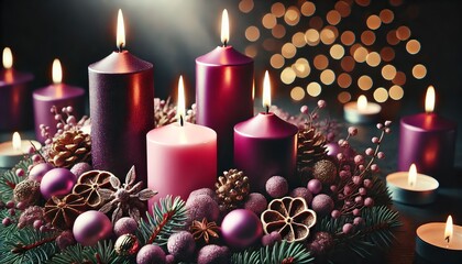 Advent Christmas Wreath or Crown - Countdown Candles to Jesus - Christian Lutheran Catholics - Bible Reading - First Sunday - Christmas Eve - Birth of Jesus Christ - Nativity - Purple White Candles
