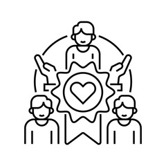 Volunteer Badge Line Icon. linear style sign for mobile concept and web design. Outline vector icon.