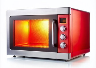 Fototapeta premium Isolated Microwave Oven Portrait Photography: Studio Shot of Modern Appliance
