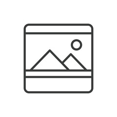 Image sign, icon in line design. Image, sign, symbol, picture, icon, visual, representation on white background vector. Image sign, icon in line design editable stroke icon