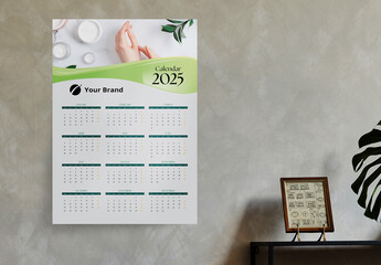 Clean One Page Wall Calendar 2025