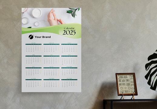 Clean One Page Wall Calendar 2025