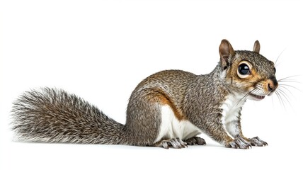 Obraz premium Gray squirrel in profile on white