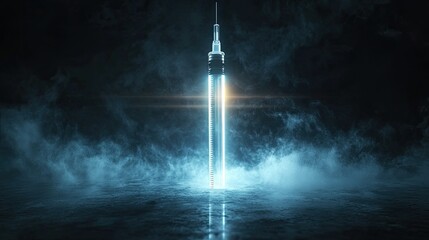 Syringe in a Smoky Atmosphere: A Glowing Medical Symbol