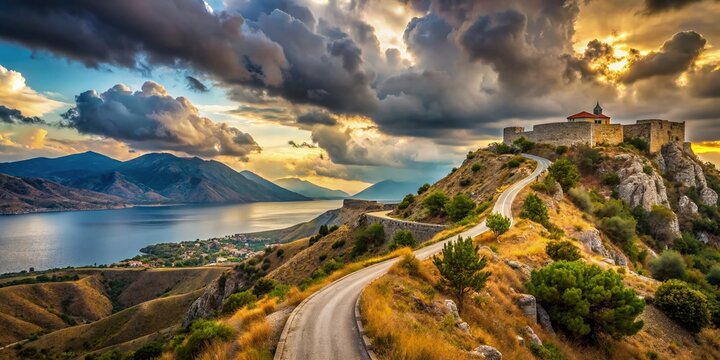Saranda Albania Lekuresi Castle Mountain Road Scenic View - Windy Road Photography