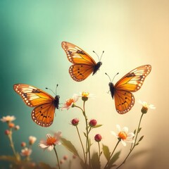 Obraz premium butterfly on transparent background , butterfly, butterflies and flowers