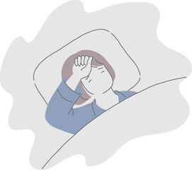 不眠で悩む女性のイラスト素材