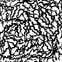 Seamless pattern with black wavy brush strokes
