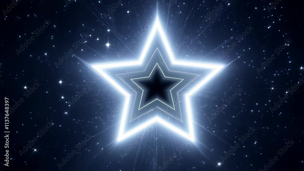 Poster bright shining star animation showcasing a cosmic scene with glowing effects and twinkling lights at