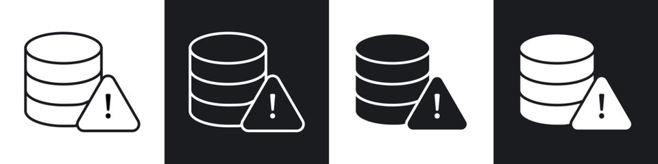 Data loss icons collection in black filled and line style.