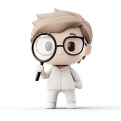 Curious character investigating details digital illustration playful environment creative perspective fun concept