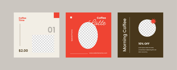 Coffee shop social media post template collection