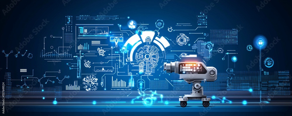 Wall mural digital transformation, ai analytics in motion, real-time visual data streams, bold futuristic setti