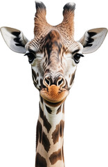 Fototapeta premium 귀엽고 생동감 넘치는 기린의 정면 얼굴