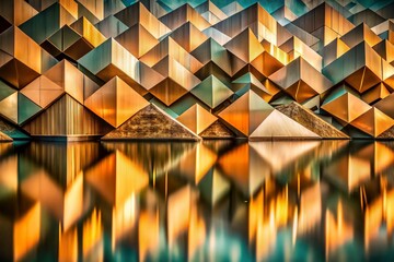 Obraz premium Long Exposure Abstract Geometric Art: Earthy Tones, Textured Background, Modern Minimalist Design