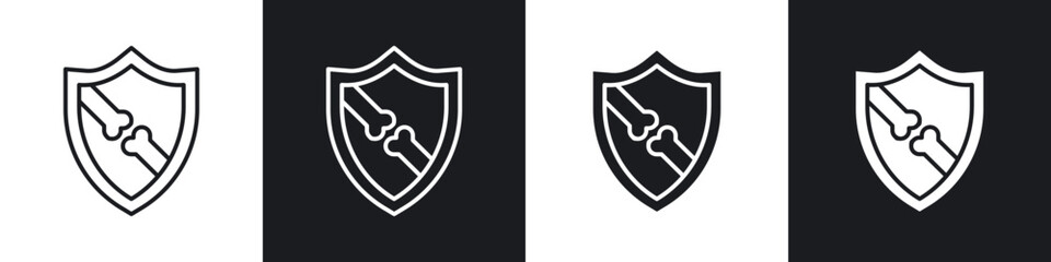 Strong healthy bones icons collection in black filled and line style.