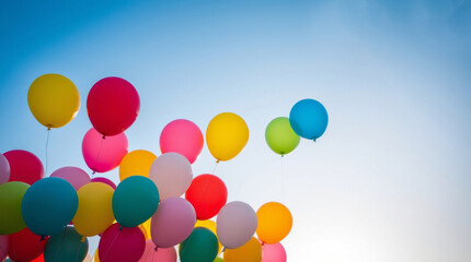 Colorful balloons and bright sky