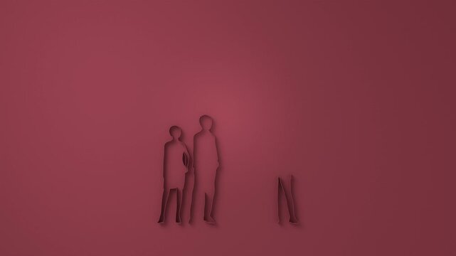 Church family, community worship unity symbol. Man and women under roof with cross