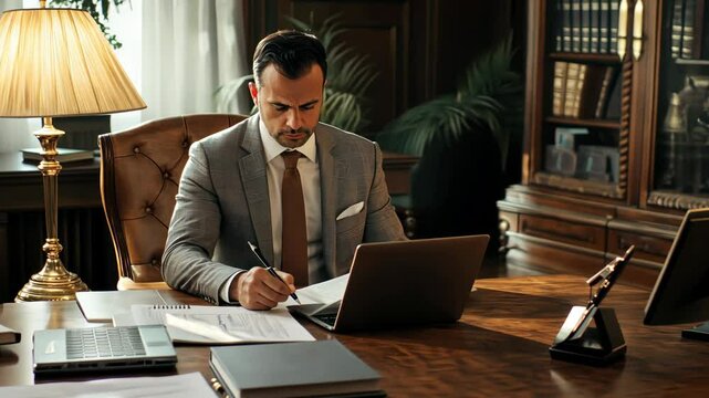 Legal Assistant: A meticulous legal assistant reviewing picture