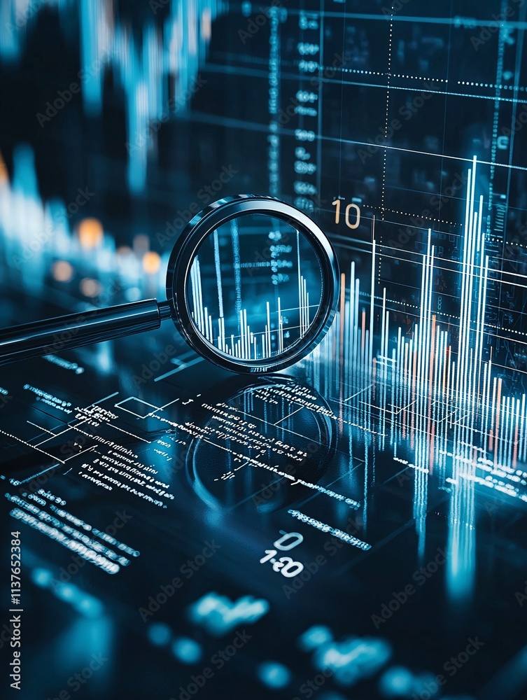 Poster a magnifying glass over a data-driven chart, highlighting analytics and insights in the integration 