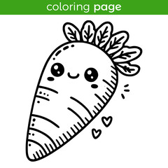 coloring page for kids cute carrot vegetable healthy vector illustration template design