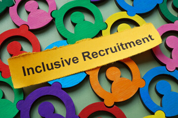 Inclusive recruitment with connected colorful figures. Workplace diversity.