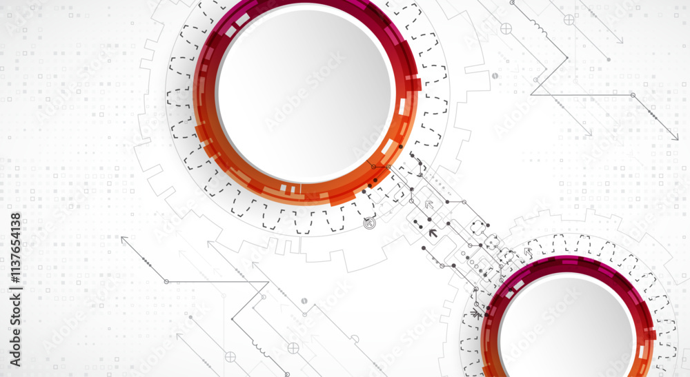 Poster abstract technology concept. circuit board, high computer color background. vector illustration.