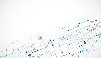 Abstract technology concept. Circuit board, high computer color background. Vector illustration.