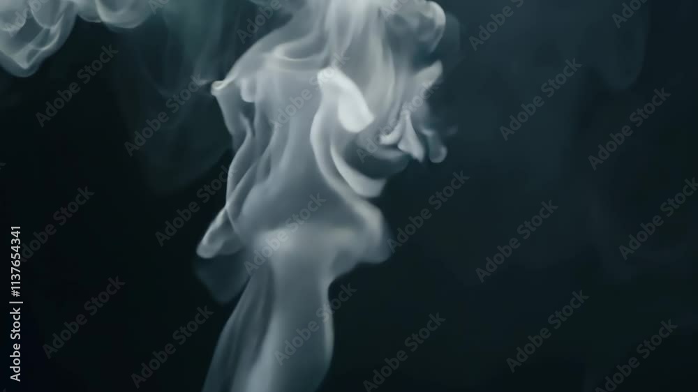 Aufkleber Swirling white smoke dances in darkness, creating a mesmerizing visual effect