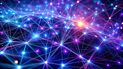 Fototapeta premium Long Exposure Neural Network Visualization: Abstract AI Data Flow, Glowing Nodes, Light Trails, Network Connections, Deep Learning