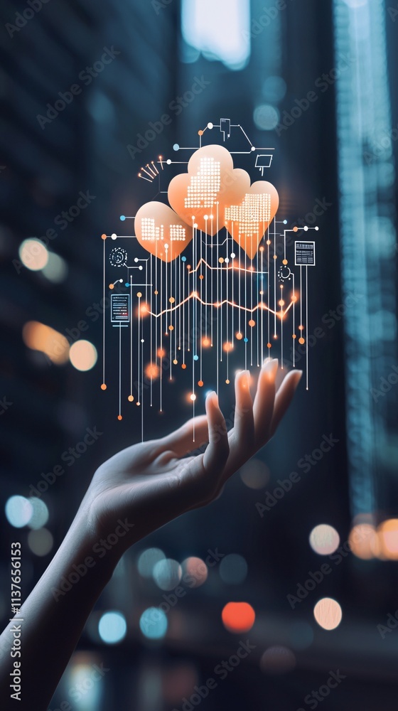Poster abstract visualization of ai-driven decision-making processes with futuristic graphics