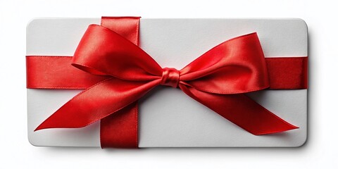 Silhouette Gift Card, Red Ribbon Bow, Christmas Valentine's Gift, Holiday Present, Blank Card Mockup