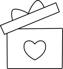 Gift box with heart pattern outline.
Opened gift box coloring drawing.
For celebrating Valentine's Day, Mother's Day,wedding or birthday.
Transparent background.