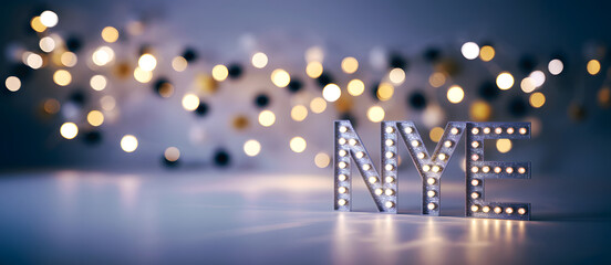 NYE New Years Eve Celebration Sign - Defocused Lights 