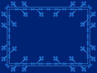 Snowflakes frame for Christmas and New Year greetings. Winter frame with snowflakes in geometric line art style. Design for greeting card, flyers and invitations. Vector illustration