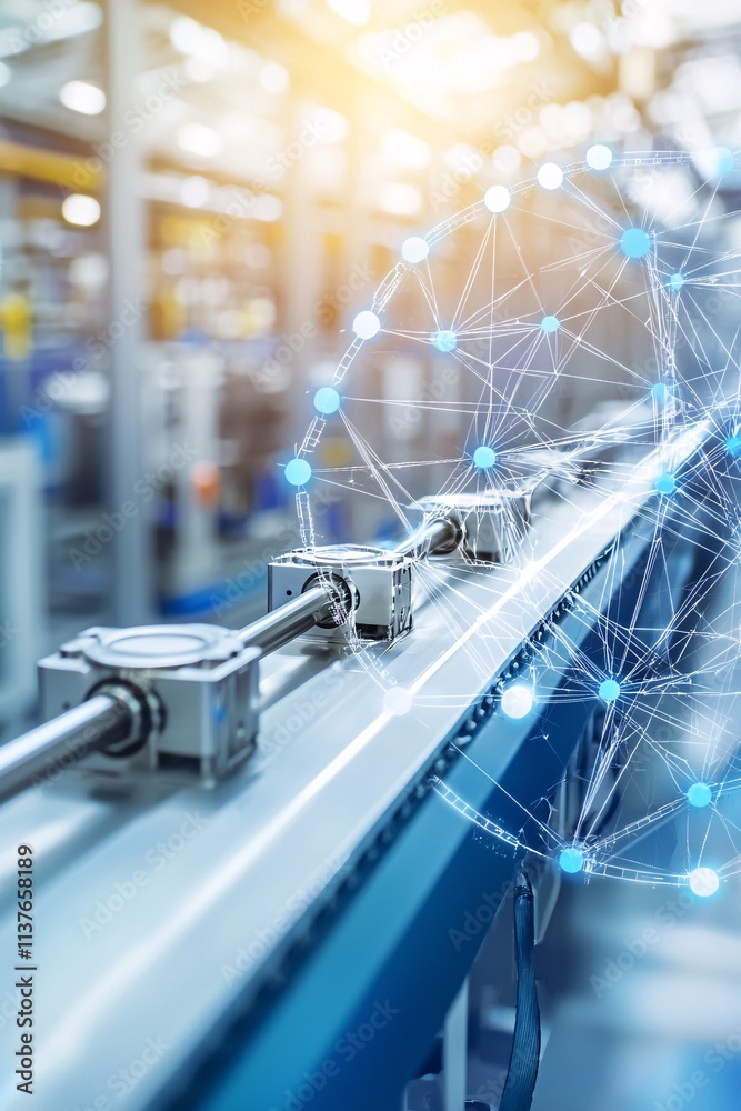 Poster solutions-focused digital transformation, showing modular systems, plug-and-play designs, and elegan