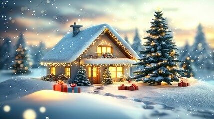 Cozy Christmas Cottage in a Winter Wonderland